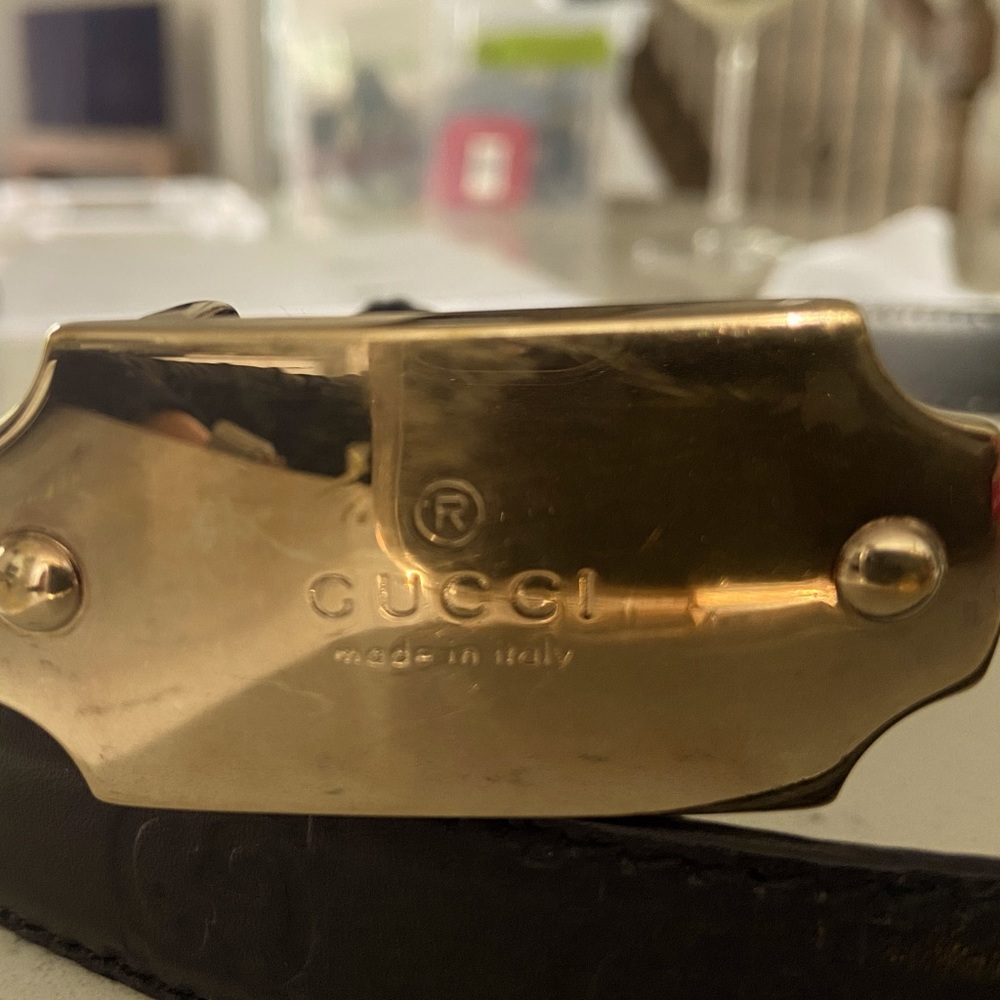 Authentic GUCCI Logo black leather belt